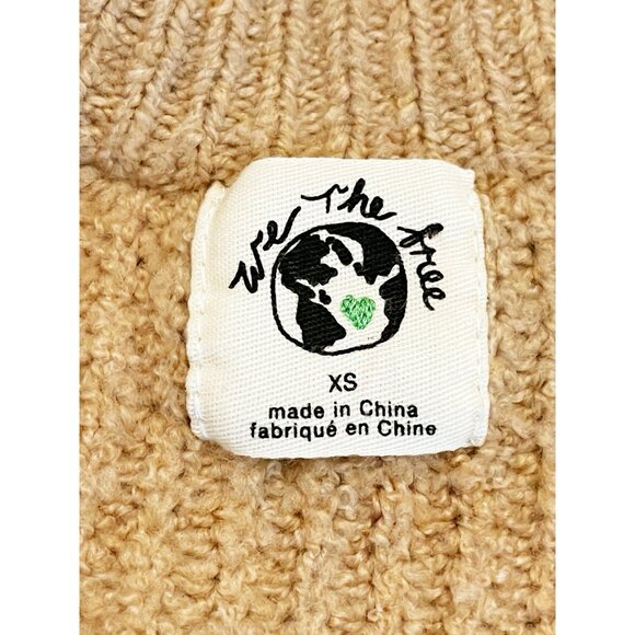 We The Free X Free People Snowdrift Sweater XS Pullover Brown Boucle 1/2 Button - Picture 6 of 11